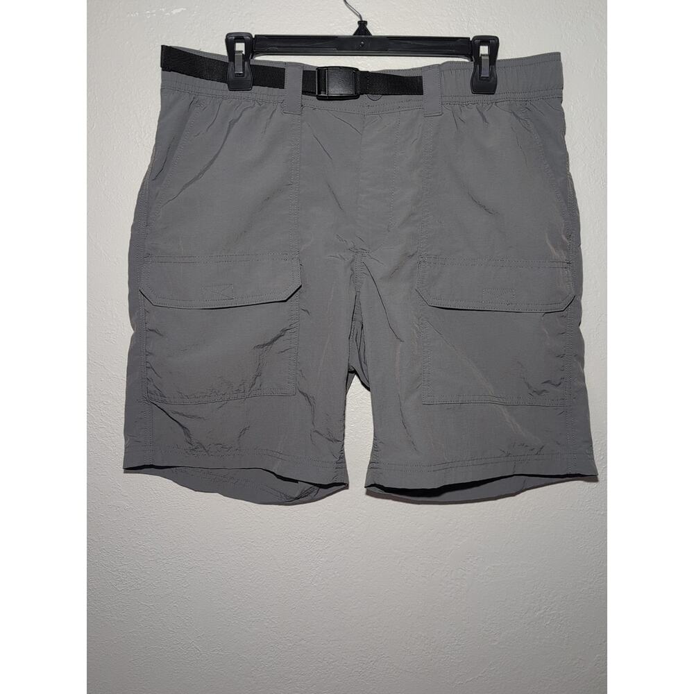Sonoma Mens Moisture Wicking Belted Outdoor Performance Shorts Gray Zip Cargo 36